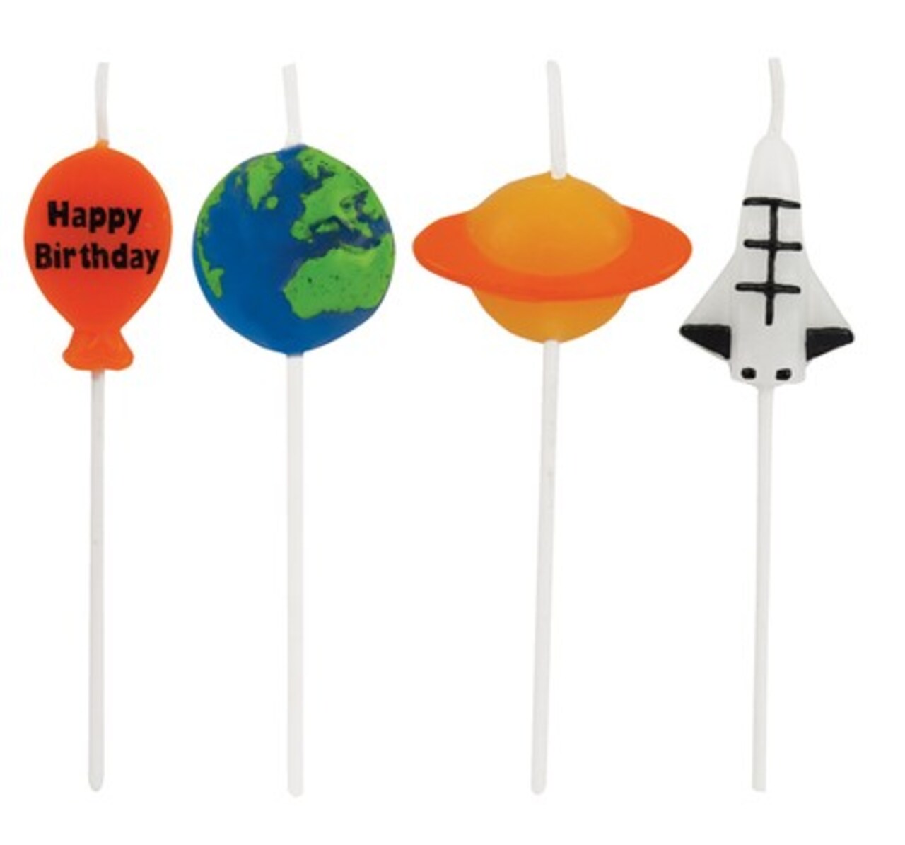 Party Central Club Pack of 48 Orange and Blue Space Decorative Cupcake Pick Party Candles 3.25&#x22;